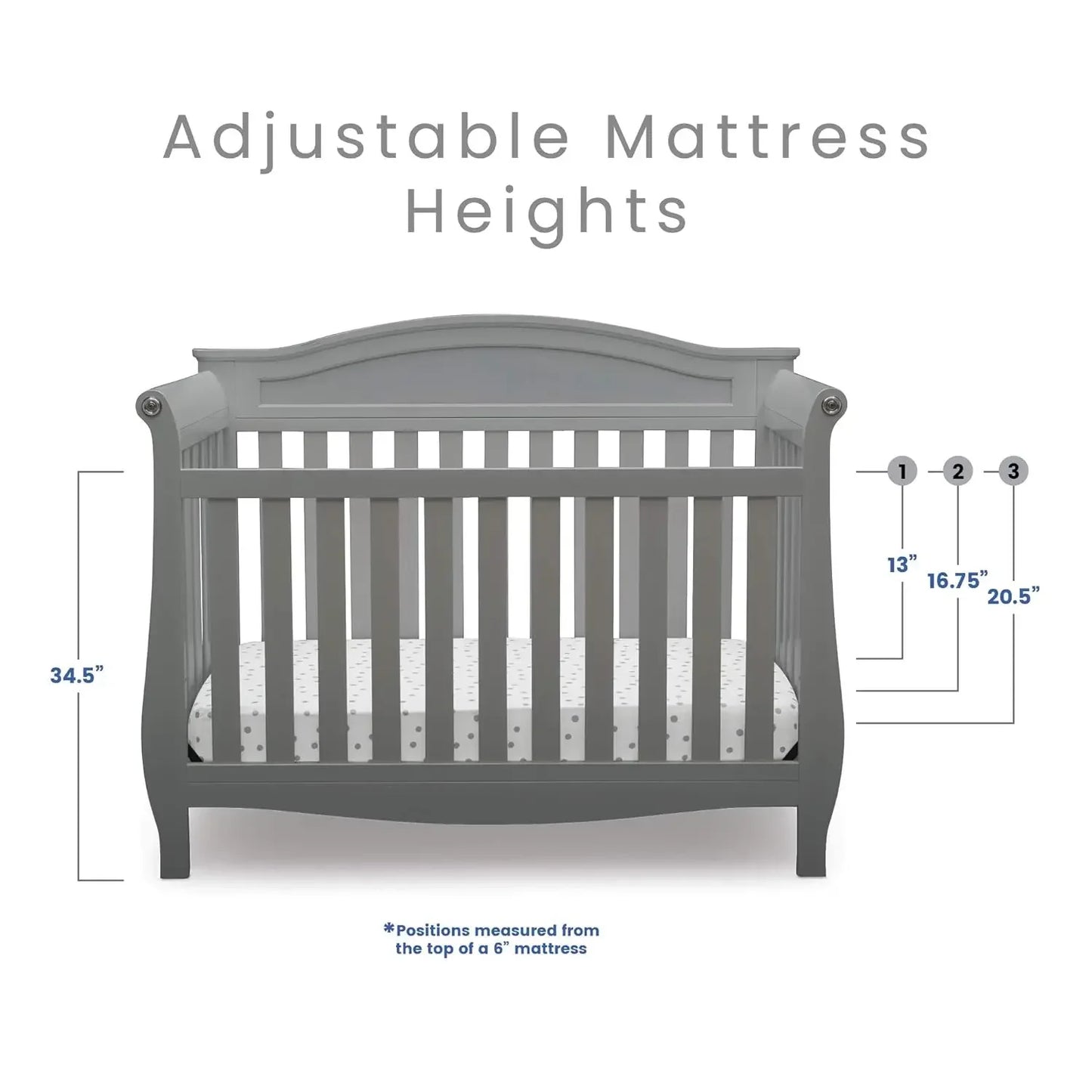 Lancaster 4-in-1 Convertible Baby Crib, Grey