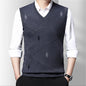 Men's Vest Knitted V-neck Young Business Sleeveless Jacquard Banquet Base Fashion Men's Vest