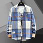 2025 Spring and Autumn Men's Lapel Loose Plaid Button Printed Pocket Casual Fashion Elegant Commuting Long sleeved Shirt