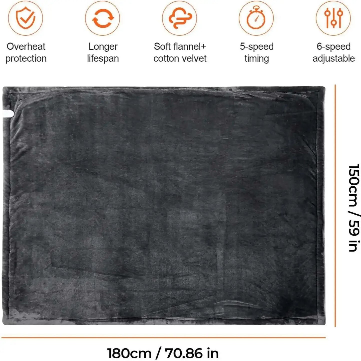 Heated Blanket-Electric Blanket, Soft Heated Throw Blanket with 6 Heating Levels & 4 Hours auto-Off,Over-Heat Protection