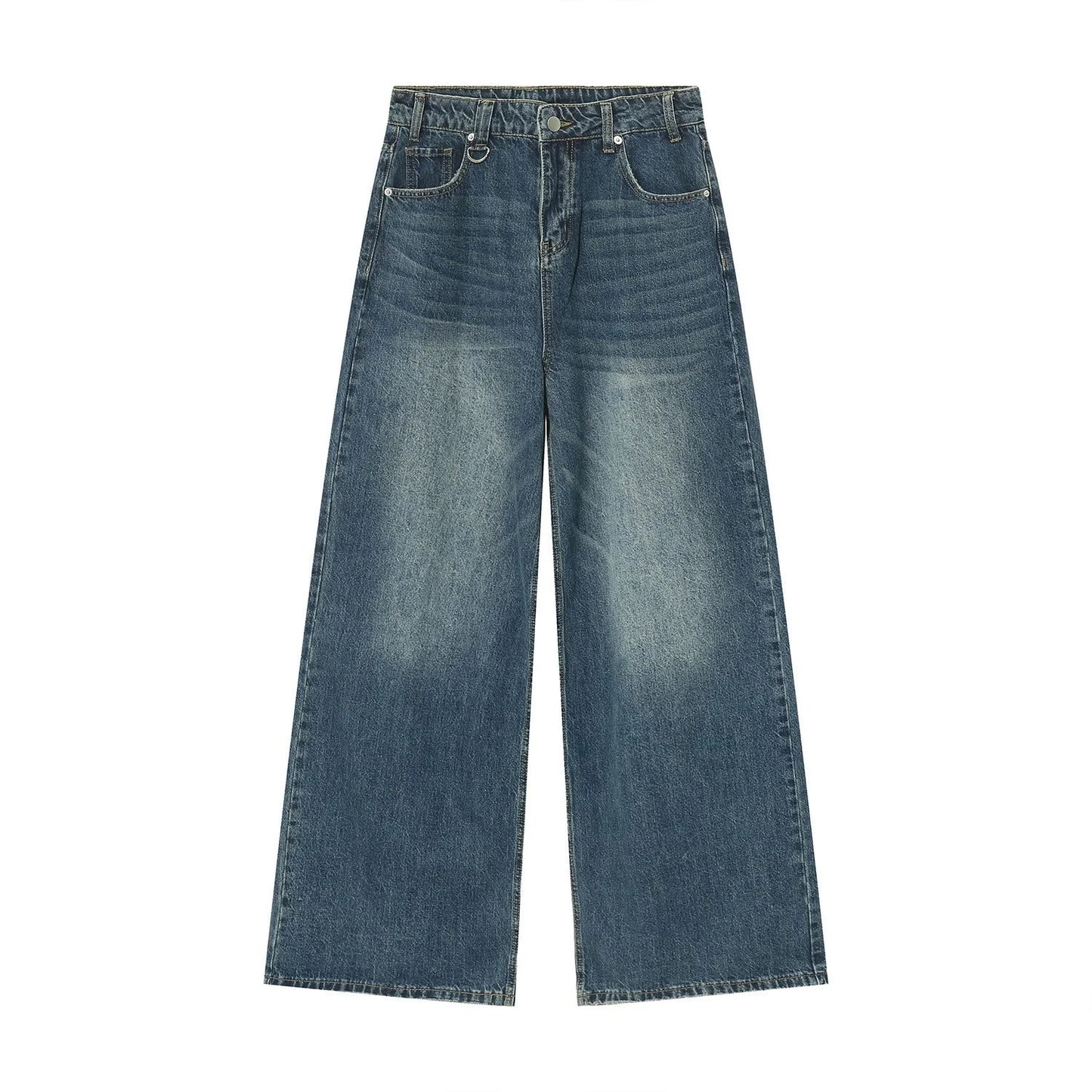LUZHEN Old Male Pants Autumn Blue Washed Men Denim Jeans Straight Casual Men wear Loose Wide Leg Trousers 2026 New Fashion 9C354