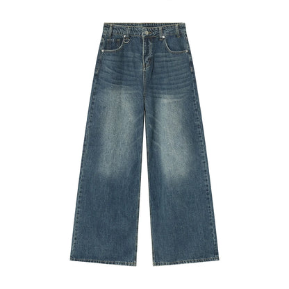 LUZHEN Old Male Pants Autumn Blue Washed Men Denim Jeans Straight Casual Men wear Loose Wide Leg Trousers 2026 New Fashion 9C354