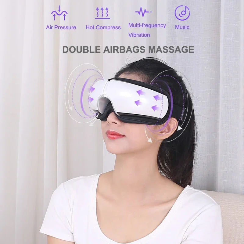Smart Eye Massager Electric Bluetooth Airbag Vibration Hot Compress Air Pressure Eye Care Massager Relaxation Massage Glasses
