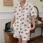 New Women Sleepwear Cartoon Pajamas Female Short  Pants Short Sleeved Summer Spring Loungewear Fashion Home Clothing Home wear