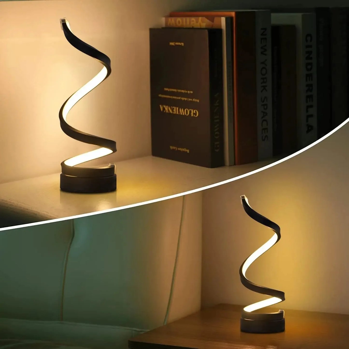 Table Lamps for Living Room, Modern Spiral Dimmable LED Table Lamp, Small Bedside Lamps, Nightstand Lamp for Bedroom Office Home