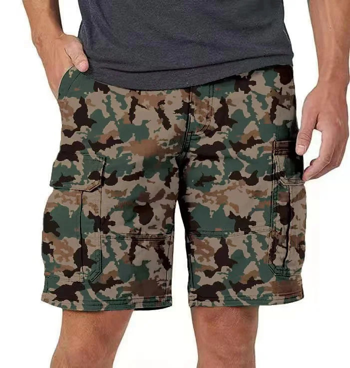 Summer Fashion Casual Tooling Shorts Men's Solid Loose Cotton Multi-pockets Cargo Pants Comfy Beach Sport Short Trousers for Men