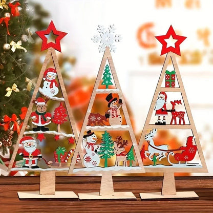 Holiday Wooden Decoration Compact Wooden Christmas Tree Wooden Tabletop Christmas Tree Christmas Party Ornament For Shelf Table