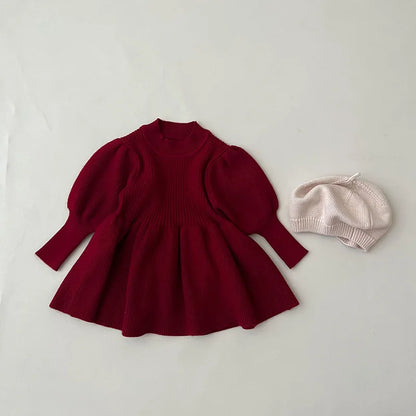 0-4Y Autumn Boutique Vintage Style Puff Sleeve Kids Baby Girl Clothes Dresses Draped Princess Dress for Girls