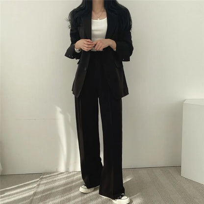 Korean Fashion Spring Women's Suits Casual Top Trousers 2 Piece Sets Women's Outfits Coats Slim Fit Blazers for Women Clothing