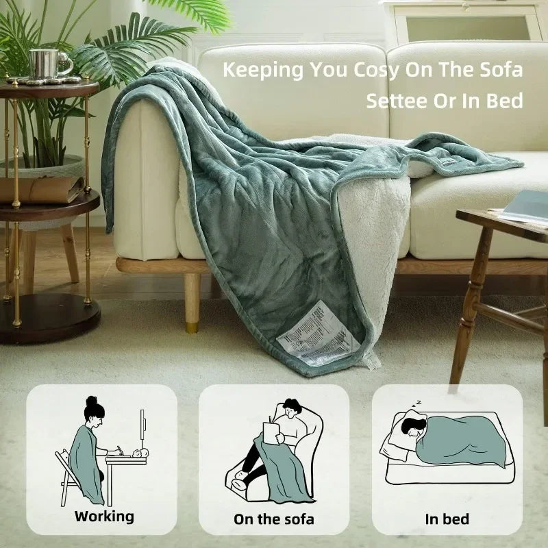 Heated Blanket Electric Throw 50''X60''-Soft Silky Plush Electric Blanket with 4 Heating Level & 3 Hour Auto Off Heating Blanket