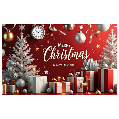 Decorative Merry Christmas Banner Holiday Backdrop Gift Décor New Year Decoration for Holiday Celebration Winter Party Home Deco