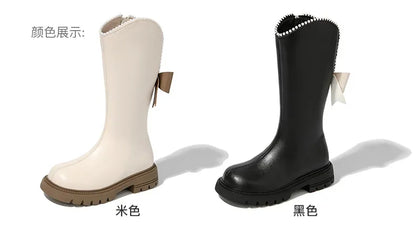 Long Boots for Girls and Children 2026 New Winter Long Leather Boots Princess Foreign Girls Plus Cashmere Shoes