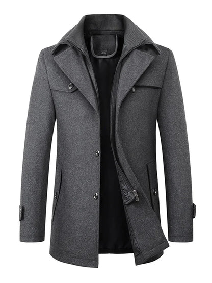 High Quality Men's Winter Long Woolen Coats Men's Casual Slim Business Office Wool Windbreaker Outdoor Windproof Trench Outwear