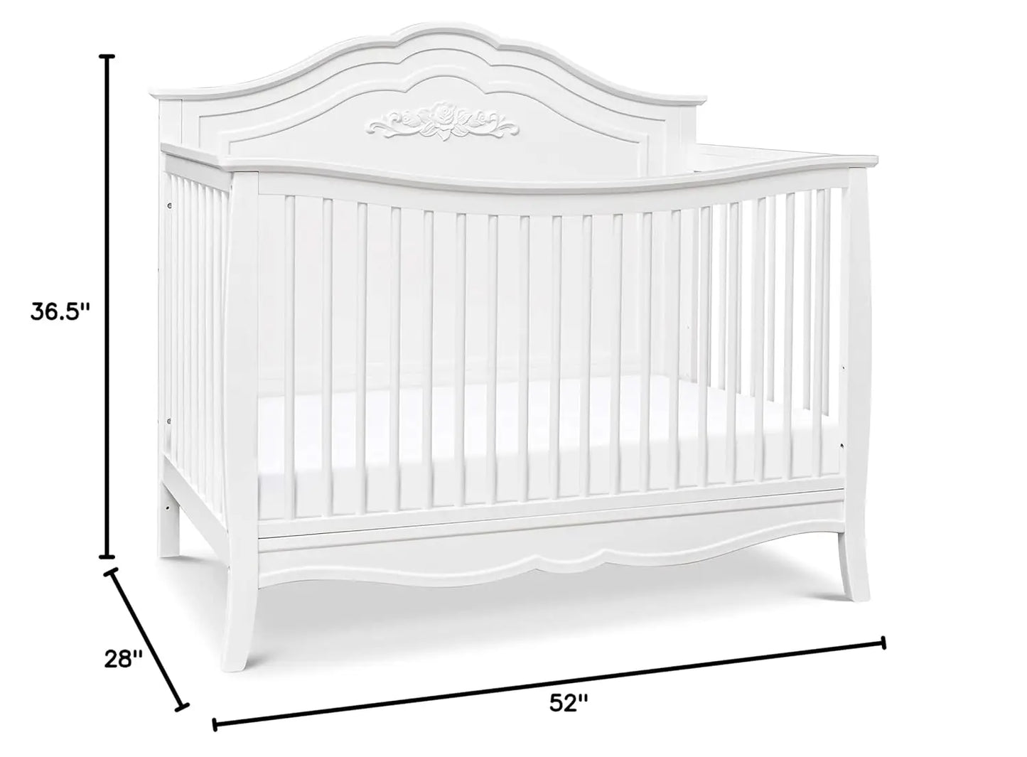 Fiona 4-in-1 Convertible Crib in White Convertible, Adjustable