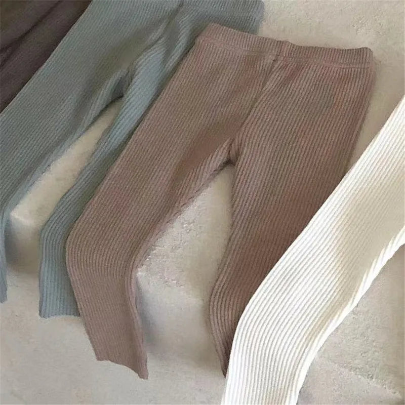 New Baby Cotton Ribbed Leggings Solid Cotton Infant Stretch Pants Soft Comfortable Toddler Pants Kids Boys Girls Trousers