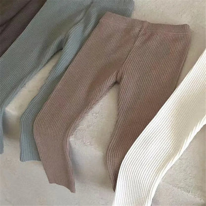 New Baby Cotton Ribbed Leggings Solid Cotton Infant Stretch Pants Soft Comfortable Toddler Pants Kids Boys Girls Trousers
