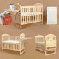 Mini Baby Cribs 4-in-1 Convertible - Cunas para Bebes with Changing Shelf and Mattress Included,2024 Wood Baby Bassinets Bedside