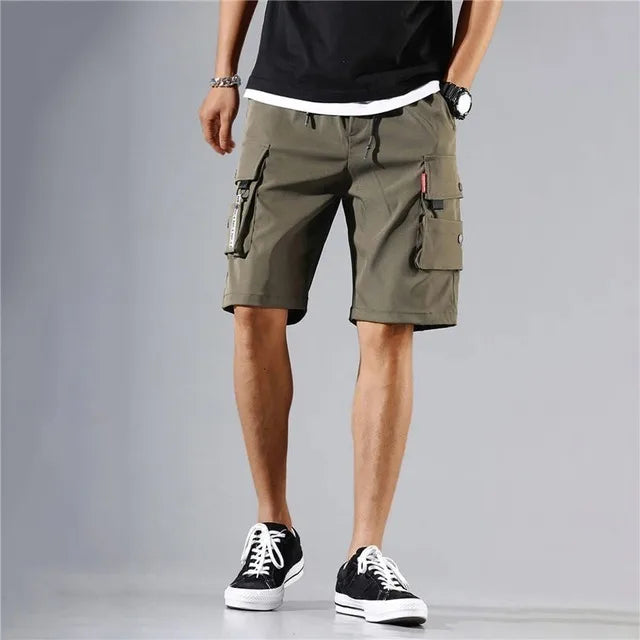 2025 New Summer Men Trend Cargo Shorts Men's Letter Print Pocket Shorts Fashion Casual Straight Shorts Male Ropa Hombre