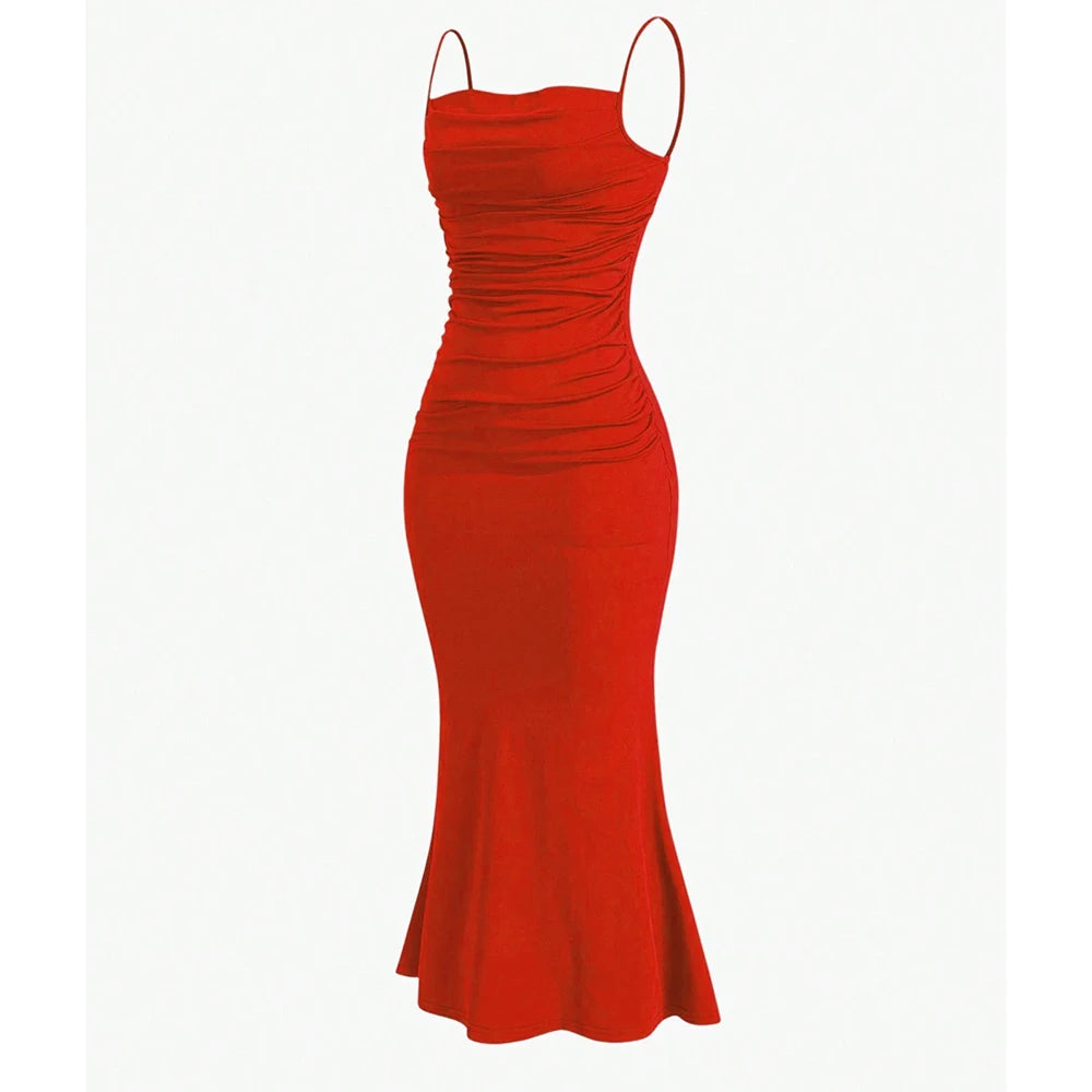 Mia Muse All Seasons Women's Dresses Elegant Party Fitting Slim Spaghetti Strap Mermaid Hem Maxi Fashion Party Dresses