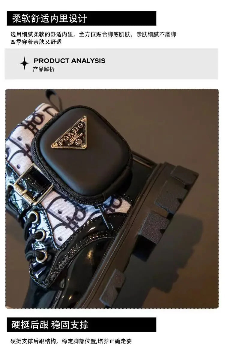 Spring and Autumn Girls Kids Shoes Ankle Boots Fashion British Style Single Boot Soft Sole Versatile Children's  Leather Shoes