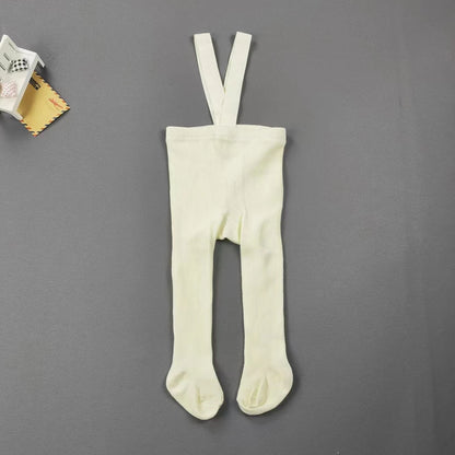 Baby Children's Pantyhose Spring And Autumn Female Baby Cute Solid Color High Waist High Elastic Overall Leggings Bib