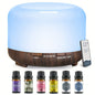 500ML Auto Shut Off Aroma Diffuser With 6 Bottle 10ML Essential Oil Set, Oil Set For Home Office Bedroom